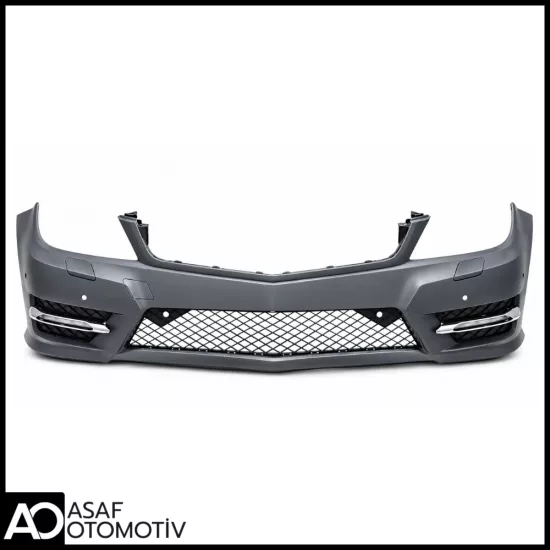 Mercedes C Serisi W204 AMG Ön Tampon Seti 2011-2013 | Far Yıkamalı-Park Sensörlü